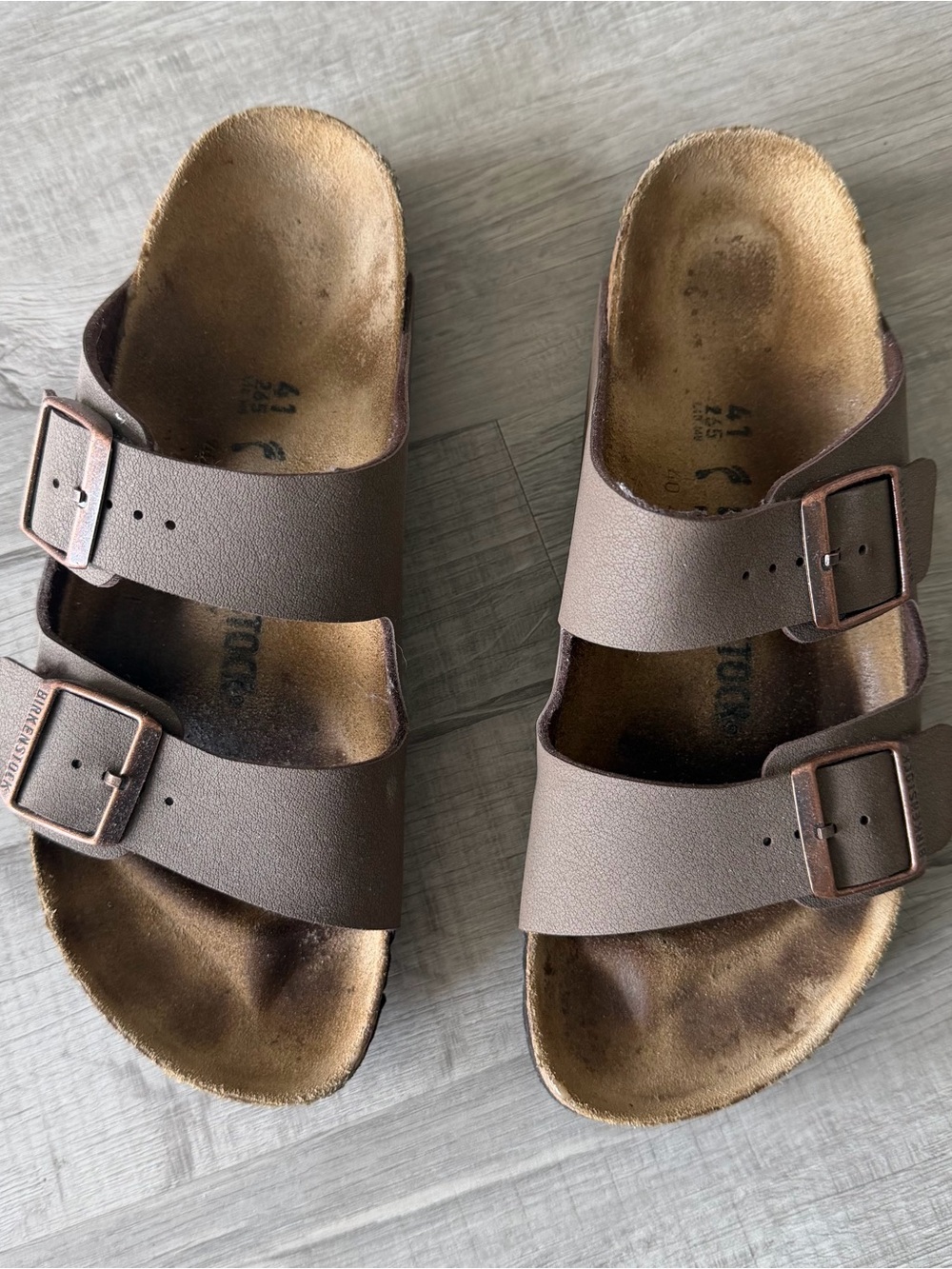 Birkenstock Arizona Sandals Brown leather Buckle Comfort Size 40